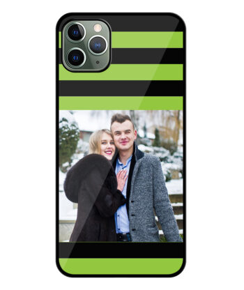 Green Black Stripe Customised Glossy Metal TPU Mobile Cover
