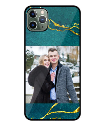 Green Gold Marble Texture Customised Glossy Metal TPU Mobile Cover