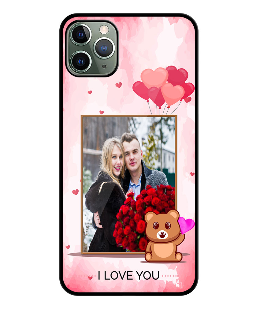 I Love You Message With Red Abstract Background Customised Glossy Metal TPU Mobile Cover