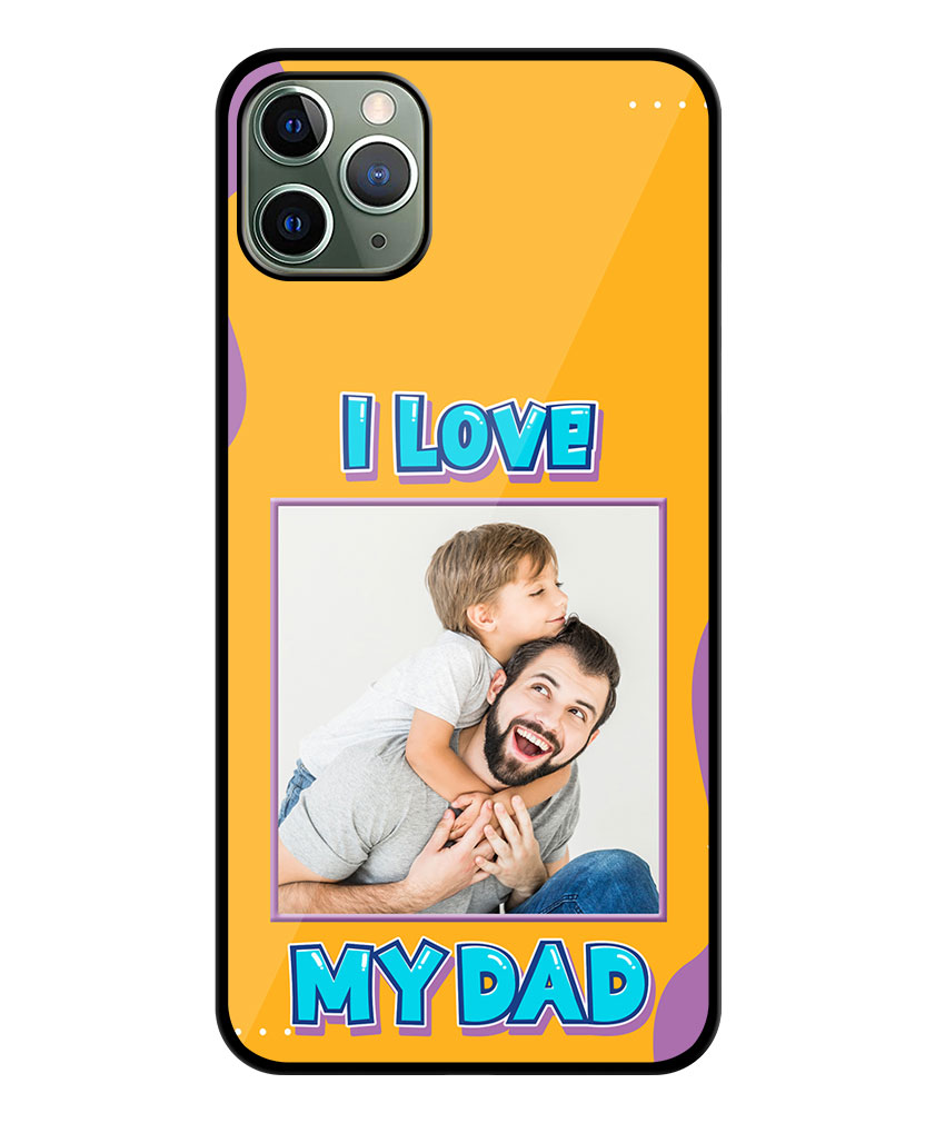 I Love My Dad Message With Yellow Background Customised Glossy Metal TPU Mobile Cover