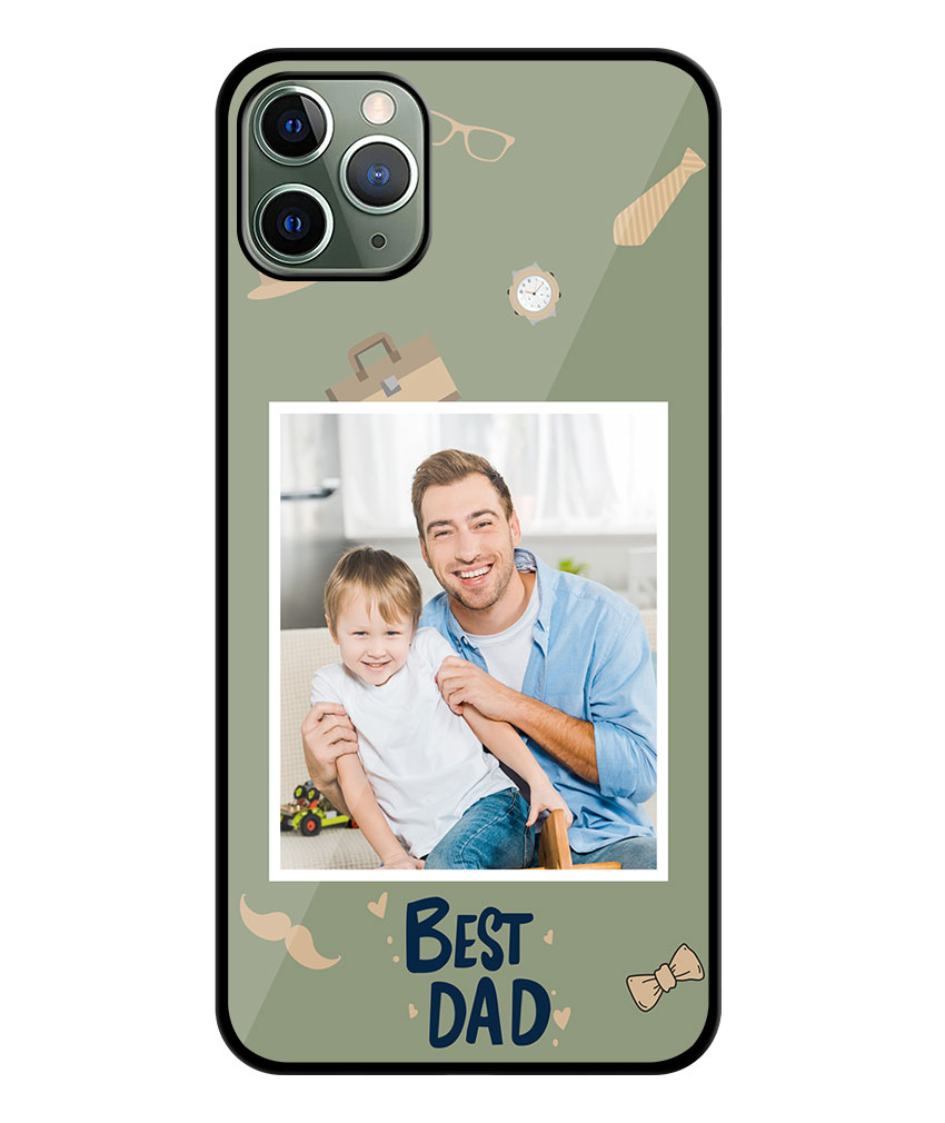 Best Dad Design With Sage Green Background Customised Glossy Metal TPU Mobile Cover