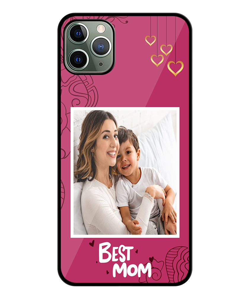 Best Mom Design With Soft Maroon Background Customised Glossy Metal TPU Mobile Cover