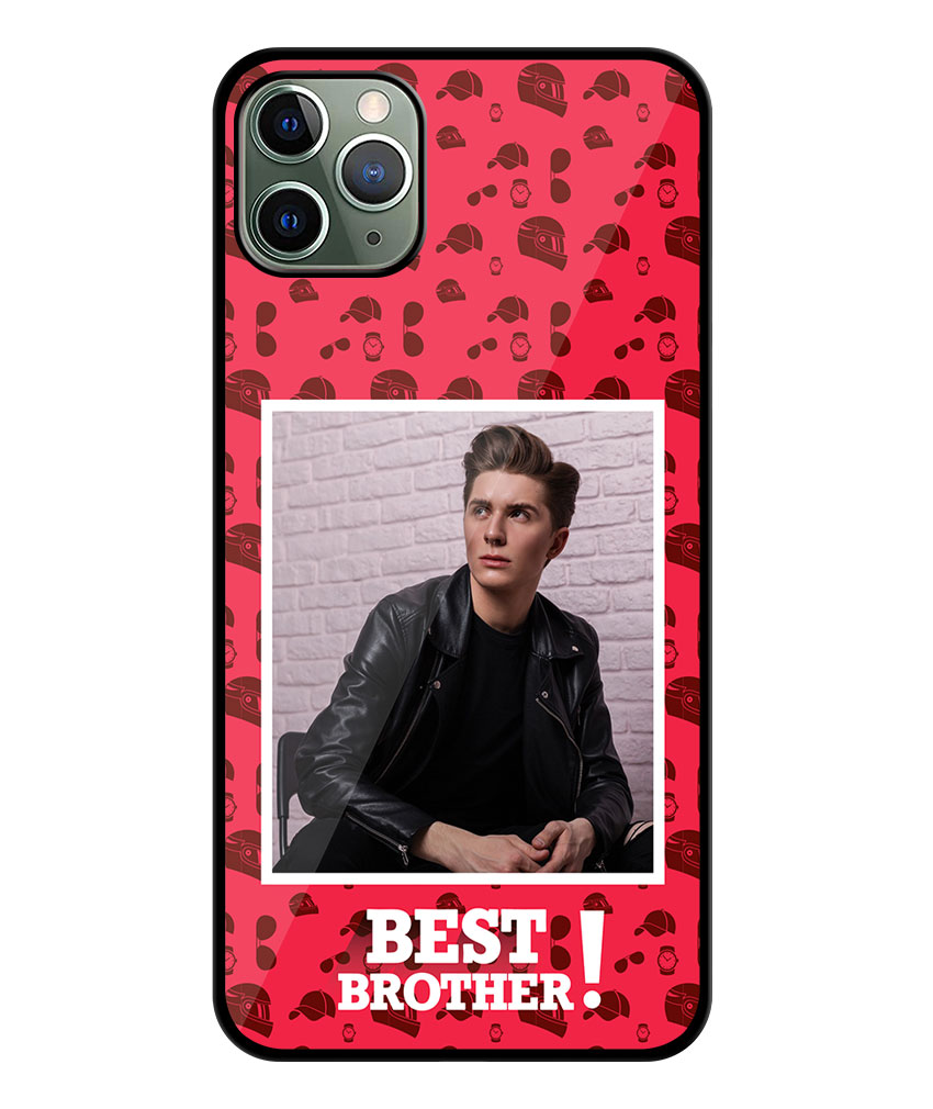 Best Brother Design With Red Pattern Background Customised Glossy Metal TPU Mobile Cover