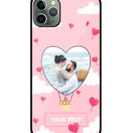 Heart Ballon Photoframe With Abstract Pink Sky Background Customised Glossy Metal TPU Mobile Cover