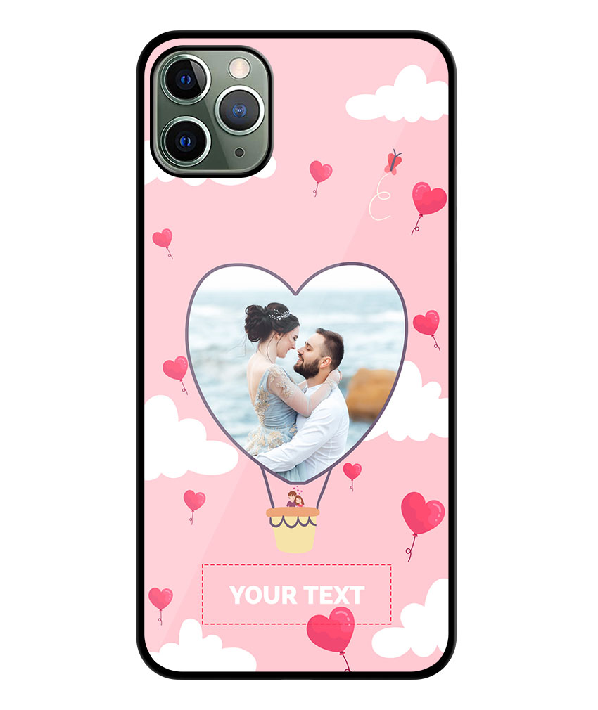 Heart Ballon Photoframe With Abstract Pink Sky Background Customised Glossy Metal TPU Mobile Cover