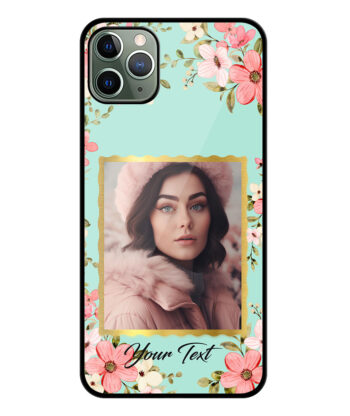 Colorful Flower Print With Light Aqua Background Customised Glossy Metal TPU Mobile Cover