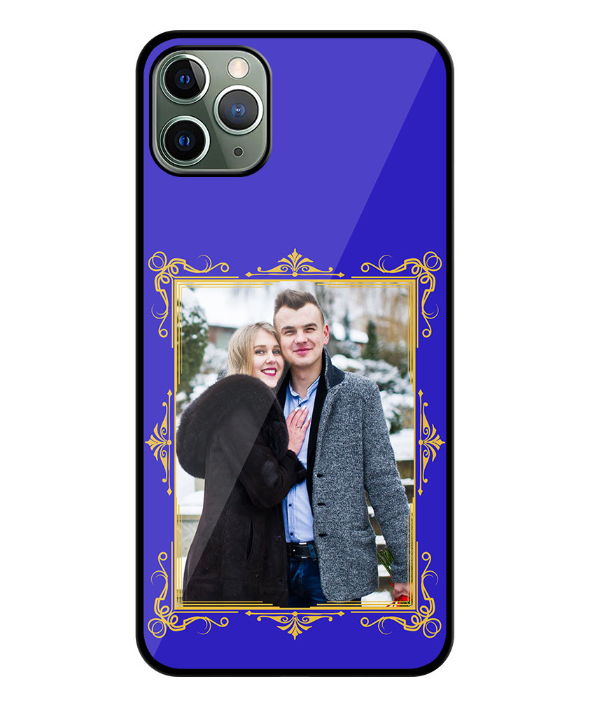 Royal Photoframe With Persian Blue Background Customised Glossy Metal TPU Mobile Cover