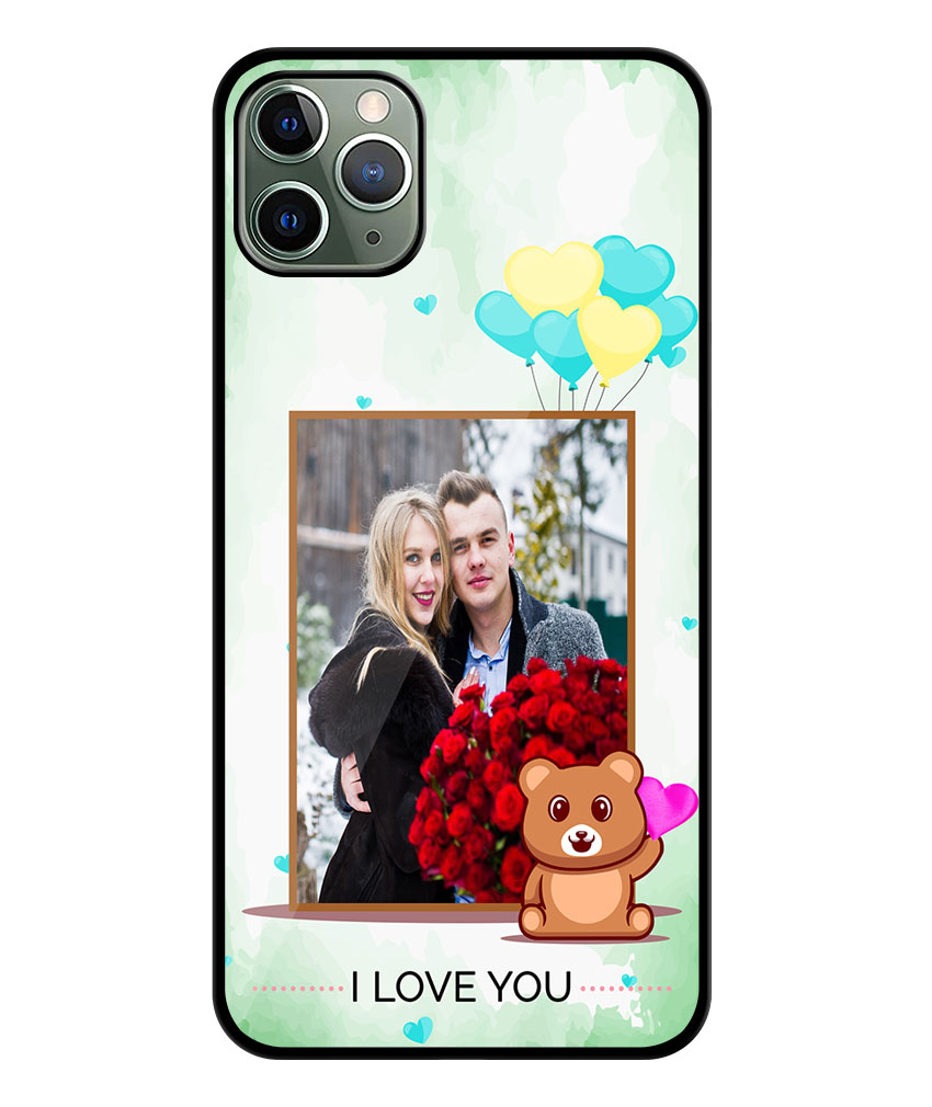 I Love You Message With Green Abstract Background Customised Glossy Metal TPU Mobile Cover