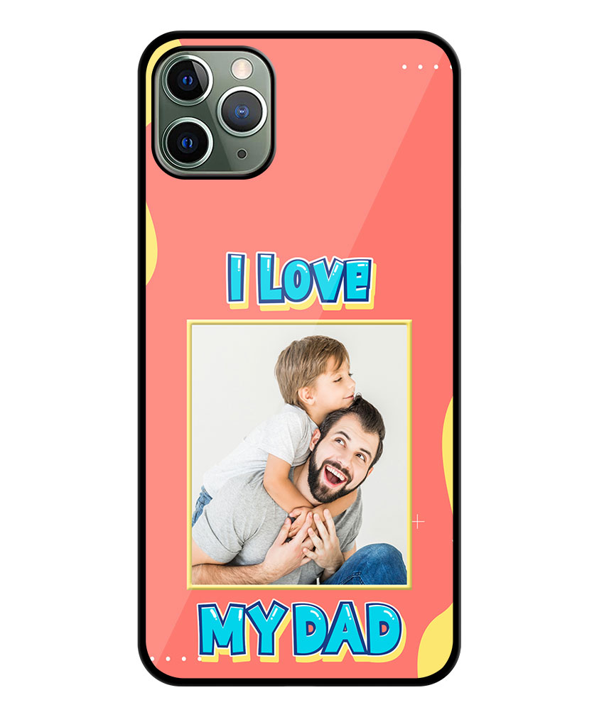 I Love My Dad Message With Orange Background Customised Glossy Metal  TPU Mobile Cover