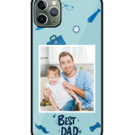 Best Dad Design With Blue Background Customised Glossy Metal TPU Mobile Cover
