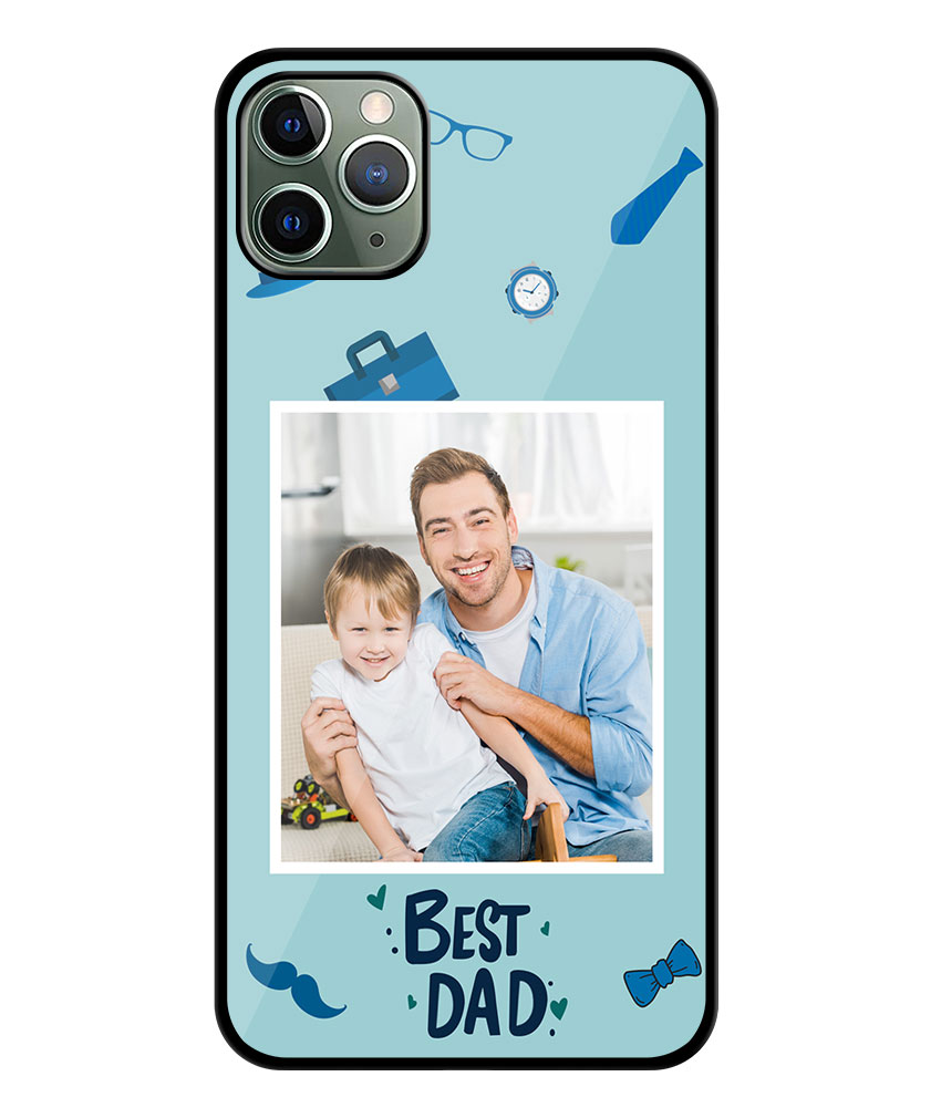 Best Dad Design With Blue Background Customised Glossy Metal TPU Mobile Cover