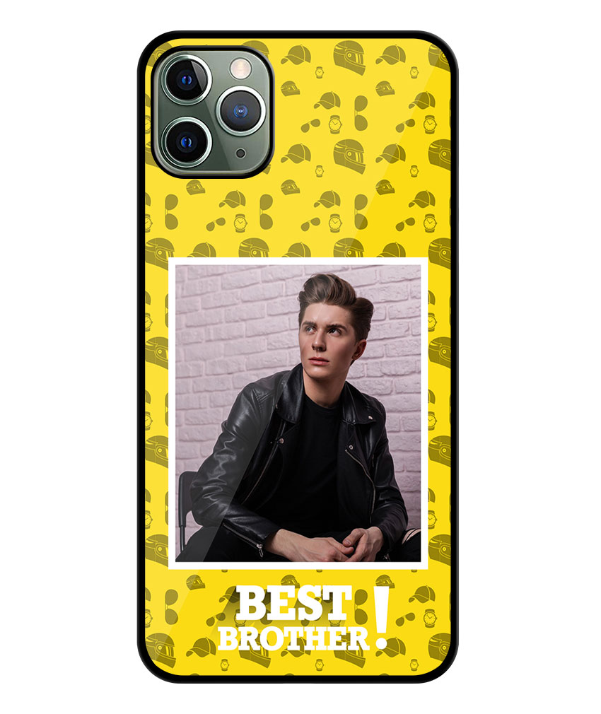 Best Brother Design With Yellow Pattern Background Customised Glossy Metal TPU Mobile Cover