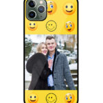 Smiley Pattern With Yellow Background Customised Glossy Metal TPU Mobile Cover