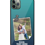 Pinned Photoframe With Teal Ocean Blue Gradient Background Customised Glossy Metal TPU Mobile Cover