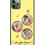 Love You Forever Message With 3 Photos Yellow Background Customised Glossy Metal TPU Mobile Cover