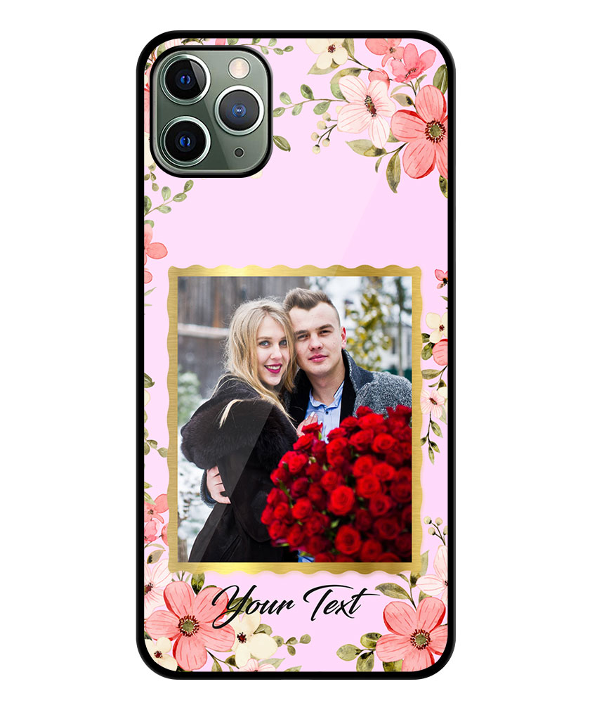 Colorful Flower Print With Blush Pink Background Customised Glossy Metal TPU Mobile Cover