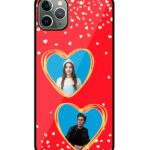 Couple Heart Photoframe With Red Background Customised Glossy Metal TPU Mobile Cover