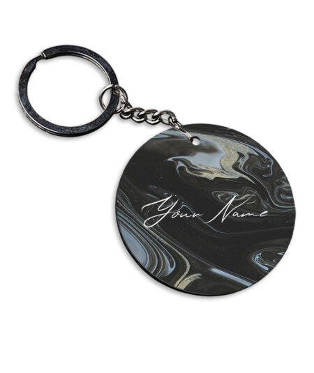Your Name Grey Black Paintmix Design Customised Circle Key Chains