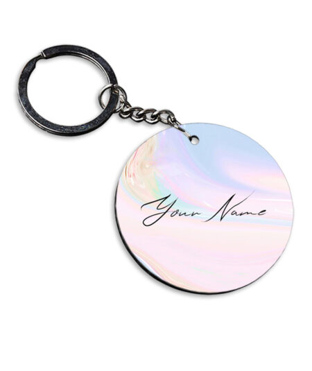 Your Name Multicolor Gradient Liquid Marble Illustration Customised Circle Key Chains