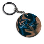 Your Name Blue Brown Paintmix Design Customised Circle Key Chains