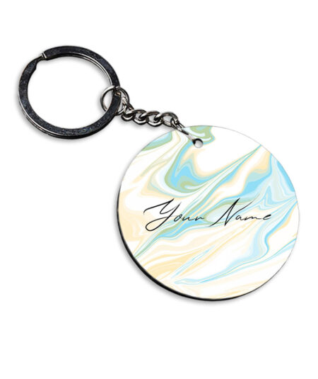 Your Name Multicolor Liquid Marble Artwork Customised Circle Key Chains