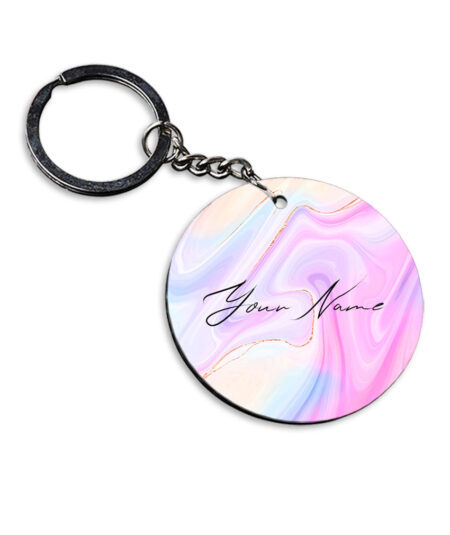 Your Name Multicolor Liquid Marble Illustration Customised Circle Key Chains