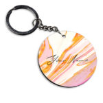 Your Name Golden Pink Liquid Marble Illustration Customised Circle Key Chains