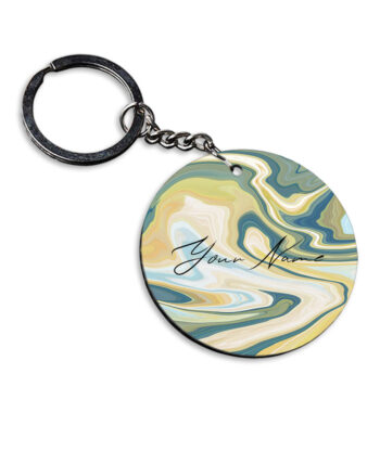 Your Name Gold Olive Green Paintmix Design Customised Circle Key Chains