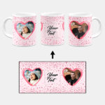 Couple Heart Photoframe With Pink Background Custom Printed White Coffee Mug