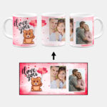 I Love You Message With Red Abstract Background Custom Printed White Coffee Mug