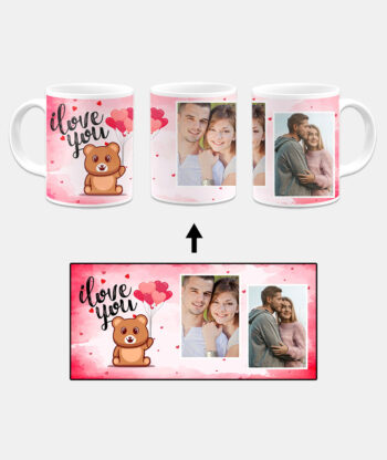 I Love You Message With Red Abstract Background Custom Printed White Coffee Mug