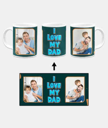 I Love My Dad Message With Green Background Custom Printed White Coffee Mug