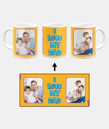 I Love My Dad Message With Yellow Background Custom Printed White Coffee Mug