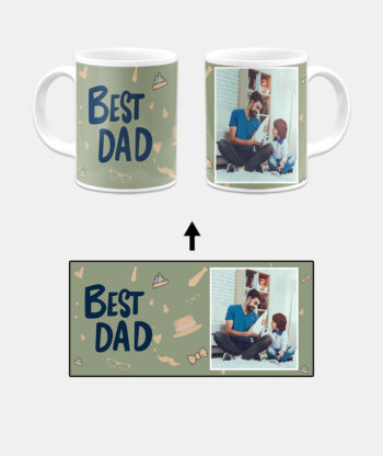 Best Dad Design With Sage Green Background Custom Printed White Coffee Mug