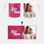 Best Mom Design With Soft Maroon Background Custom Printed White Coffee Mug