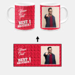 Best Brother Design With Red Pattern Background Custom Printed White Coffee Mug