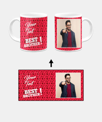 Best Brother Design With Red Pattern Background Custom Printed White Coffee Mug