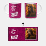 Best Sister Design With Fandango Pink Pattern Background Custom Printed White Coffee Mug