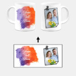 Pinned Photoframe With Orange Dark Purple Gradient Background Custom Printed White Coffee Mug