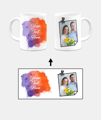Pinned Photoframe With Orange Dark Purple Gradient Background Custom Printed White Coffee Mug