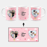 Heart Ballon Photoframe With Abstract Pink Sky Background Custom Printed White Coffee Mug