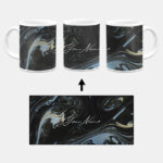 Your Name Grey Black Liquid Marble Artwork Custom Printed White Coffee Mug