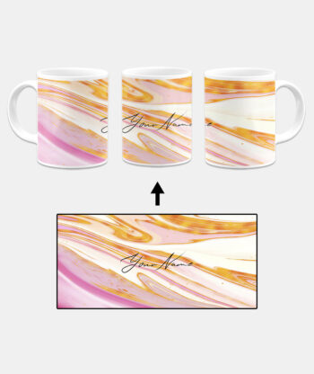 Your Name Golden Pink Liquid Marble Artwork Custom Printed White Coffee Mug
