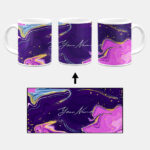 Your Name Magenta Purple Liquid Marble Artwork Custom Printed White Coffee Mug