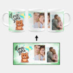 I Love You Message With Green Abstract Background Custom Printed White Coffee Mug