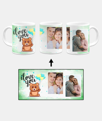 I Love You Message With Green Abstract Background Custom Printed White Coffee Mug