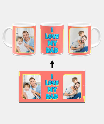 I Love My Dad Message With Orange Background Custom Printed White Coffee Mug
