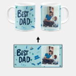 Best Dad Design With Blue Background Custom Printed White Coffee Mug