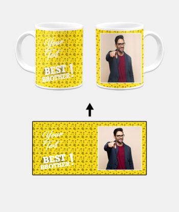 Best Brother Design With Yellow Pattern Background Custom Printed White Coffee Mug