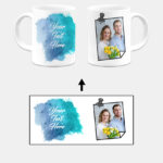 Pinned Photoframe With Teal Ocean Blue Gradient Background Custom Printed White Coffee Mug